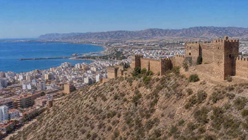 The medieval fortress on the hill and the bay at the time of the city's founding