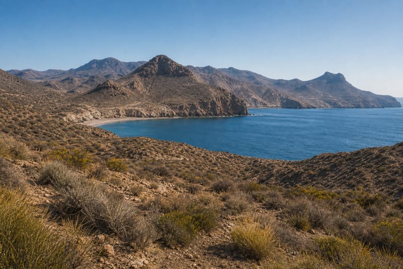 Volcanic cliffs and blue coves along the Cabo de Gata-Níjar coast
